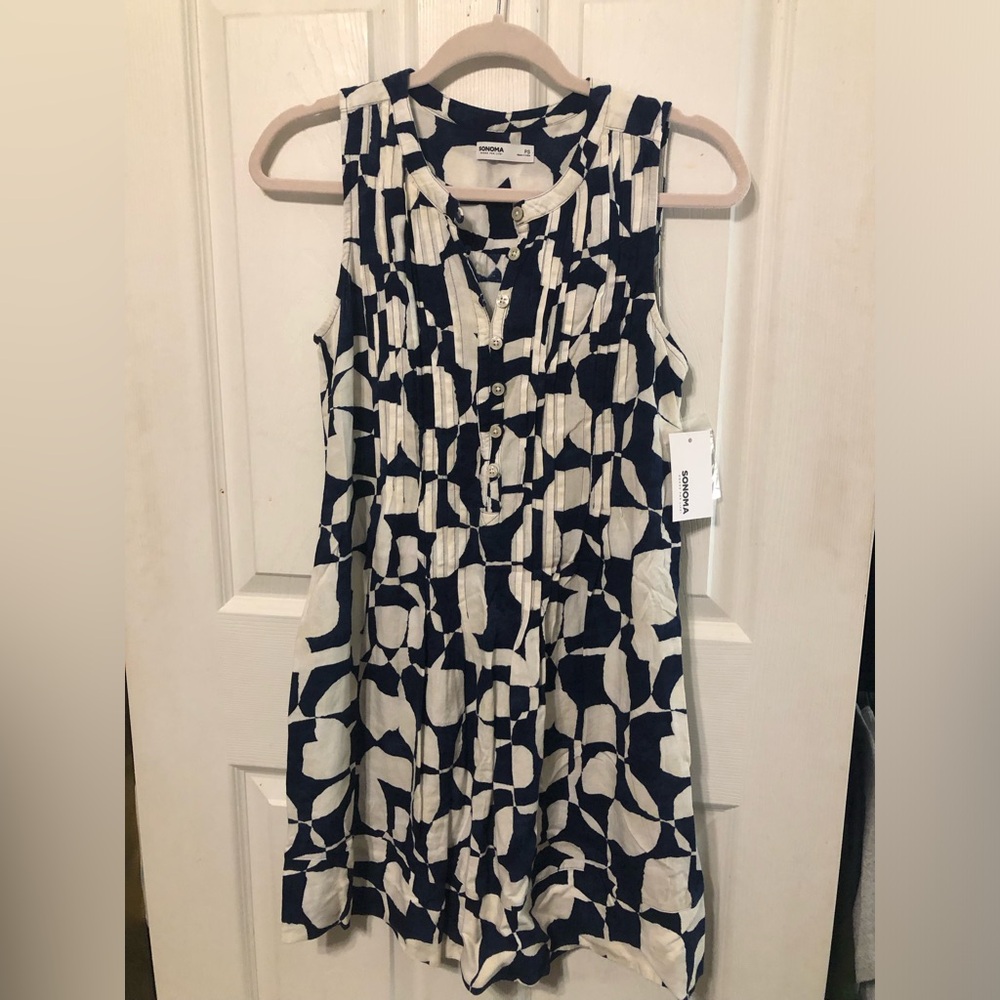 NWT Sonoma Blue V-Neck Sleeveless Sundress